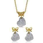 نیم ست گوشواره و آویز الماس تراش برلیان طرح قلب: مدل hdset2037