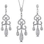 نیم ست گوشواره و آویز الماس تراش برلیان: مدل hdset2038