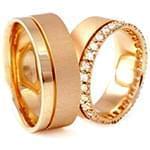 ست حلقه عروسی طلای رزگلد با نگین الماس تراش برلیان مدل: srd1072