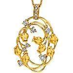 آویز الماس تراش برلیان با طلای زرد طرح لاله مدل: pdb2114