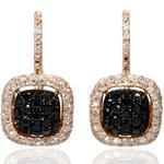 گوشواره جواهر الماس تراش برلیان سه و سفید با طلای رزگلد مدل: ebf2054