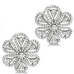 گوشواره جواهر الماس تراش برلیان با طلای سفید طرح فلاور مدل: ebf2060