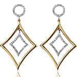 گوشواره جواهر الماس تراش برلیان با طلای زرد و سفید مدل: ebf2065