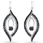 گوشواره جواهر الماس تراش برلیان سیاه و سفید با طلای سفید مدل: ebf2066