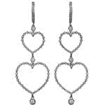 گوشواره قلب جواهر الماس تراش برلیان با طلای سفید مدل: ebf2068