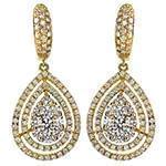 گوشواره جواهر الماس تراش برلیان با طلای زرد مدل: ebf2069