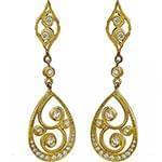 گوشواره جواهر الماس تراش برلیان با طلای زرد مدل: ebf2071