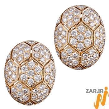 گوشواره جواهر الماس تراش برلیان با طلای رزگلد طرح فلاور مدل: ebf2072