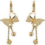 گوشواره جواهر الماس تراش برلیان با طلای زرد طرح پروانه مدل: ebf2074