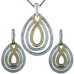 نیم ست گوشواره و آویز الماس تراش برلیان : مدل hdset2039