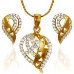 نیم ست گوشواره و آویز الماس تراش برلیان : مدل hdset2040