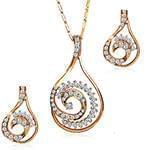 نیم ست گوشواره و آویز الماس تراش برلیان : مدل hdset2042