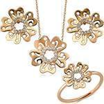 نیم ست گوشواره و آویز الماس تراش برلیان طرح فلاور: مدل hdset2045