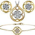 نیم ست گوشواره و آویز و دستبند الماس تراش برلیان : مدل hdset2047