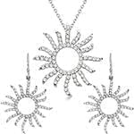 نیم ست گوشواره و آویز الماس تراش برلیان طرح خورشید: مدل hdset2049