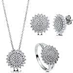 نیم ست گوشواره و آویز و انگشتر برلیان طرح فلاور: مدل hdset2050