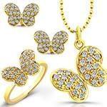 نیم ست گوشواره و آویز و گوشواره برلیان طرح پروانه: مدل hdset2051