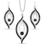نیم ست گوشواره و آویز الماس تراش برلیان سیاه و سفید: مدل hdset2052