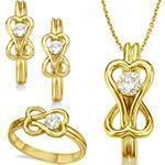 نیم ست گوشواره و آویز و انگشتر الماس تراش برلیان : مدل hdset2053