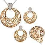 نیم ست انگشتر، گوشواره و آویز الماس تراش برلیان : مدل hdset2054