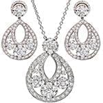 نیم ست گوشواره و آویز الماس تراش برلیان طرح فلاور: مدل hdset2056