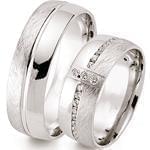 حلقه ست ازدواج با نگین الماس تراش برلیان و طلای سفید مدل: srd1303