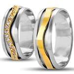 حلقه ست ازدواج جواهر با نگین الماس تراش برلیان مدل: srd1306