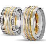 حلقه ست ازدواج جواهر با نگین الماس تراش برلیان مدل: srd1308