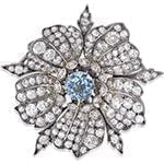 سنجاق سینه جواهر با نگین توپاز و الماس تراش برلیان طرح گل مدل: bdfg1084