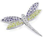 سنجاق سینه جواهر با نگین زبرجد و آمتیس طرح سنجاقک مدل: bdfg1085