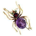 سنجاق سینه جواهر با نگین گارنت، آمتیس، زمرد مدل: bdfg1086