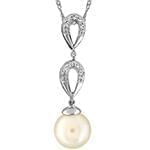 آویز طلا و جواهر با نگین مروارید و الماس تراش برلیان مدل: npdf1259