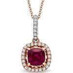 آویز طلا و جواهر با نگین یاقوت قرمز و الماس تراش برلیان مدل: npdf1262