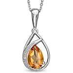 آویز طلا و جواهر با نگین سیترین و الماس تراش برلیان مدل: npdf1264