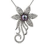 آویز طلا و جواهر با نگین فیروزه و الماس تراش برلیان طرح گل مدل: npdf1269