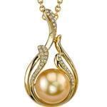 آویز طلا و جواهر با نگین مروارید و الماس تراش برلیان مدل: npdf1272