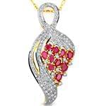 آویز طلا و جواهر با نگین یاقوت قرمز و الماس تراش برلیان مدل: npdf1275