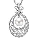 آویز طلا و جواهر با نگین مروارید و الماس تراش برلیان و مارکیز مدل: npdf1280