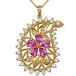 آویز طلا و جواهر با نگین تورمالین و الماس تراش برلیان طرح بته جقه مدل: npdf1281