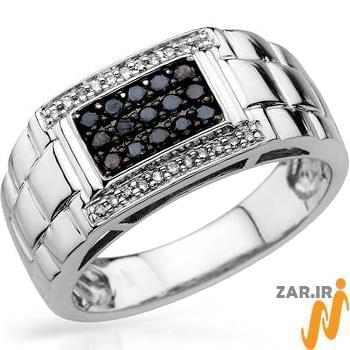 انگشتر رولکسی طلای مردانه با نگین الماس تراش برلیان سیاه و سفید: مدل rgm1418