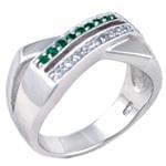 انگشتر طلای مردانه با نگین الماس تراش برلیان و زمرد: مدل rgm1421