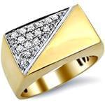 انگشتر طلای زرد مردانه با نگین الماس تراش برلیان طرح رجال: مدل rgm1423