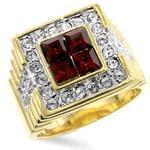 انگشتر رولکسی طلای زرد مردانه با نگین الماس تراش برلیان و یاقوت قرمز: مدل rgm1427