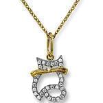 آویز بچه گانه جواهر با نگین الماس تراش برلیان طرح پیشی مدل: pgb2033