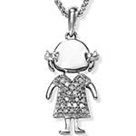 آویز بچه گانه جواهر با نگین الماس تراش برلیان طرح دخترک مدل: pgb2035