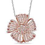 آویز الماس تراش برلیان با طلای رزگلد طرح فلاور مدل: pdb2122