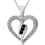 آویز الماس تراش برلیان سیاه و سفید با طلای سفید طرح قلب مدل: pdb2123