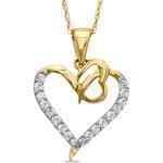 آویز الماس تراش برلیان با طلای زرد و سفید طرح قلب مدل: pdb2126