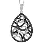 آویز الماس تراش برلیان سیاه و سفید با طلای سفید مدل: pdb2127