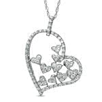 آویز الماس تراش برلیان با طلای سفید طرح قلب مدل: pdb2132